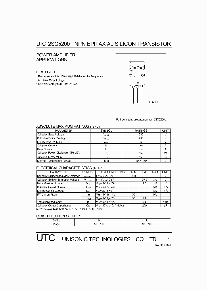 2SC5200_1027198.PDF Datasheet Download --- IC-ON-LINE