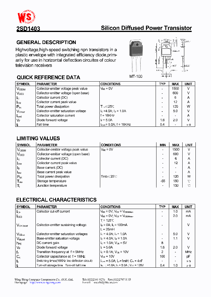 2SD1403_1196784.PDF Datasheet Download --- IC-ON-LINE