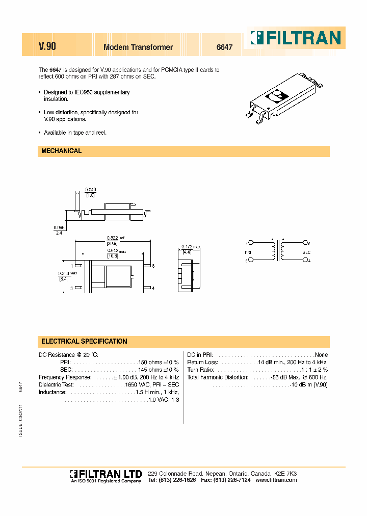 6647_1201015.PDF Datasheet Download --- IC-ON-LINE