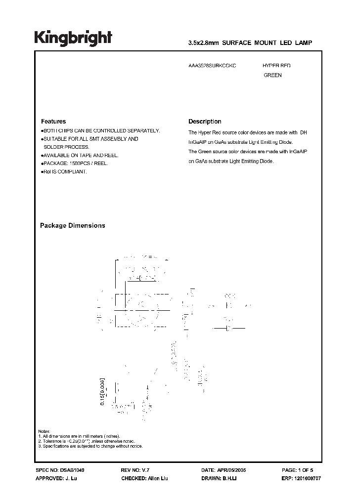 AAA3528SURKCGKC_1205011.PDF Datasheet