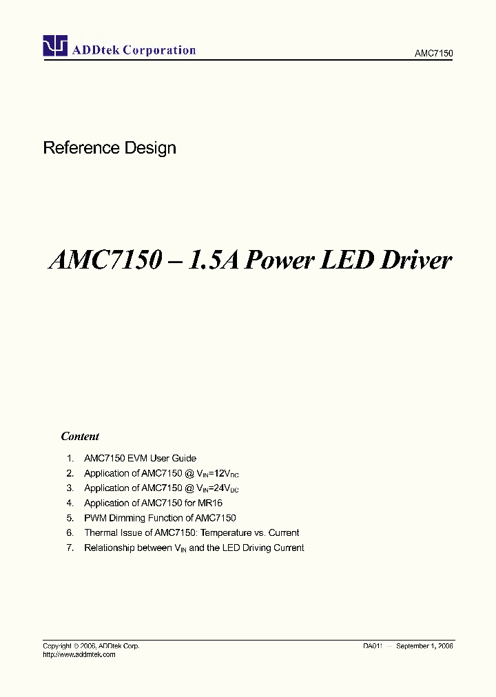 10 pcs AMC7150 1.5A Power LED Driver IC