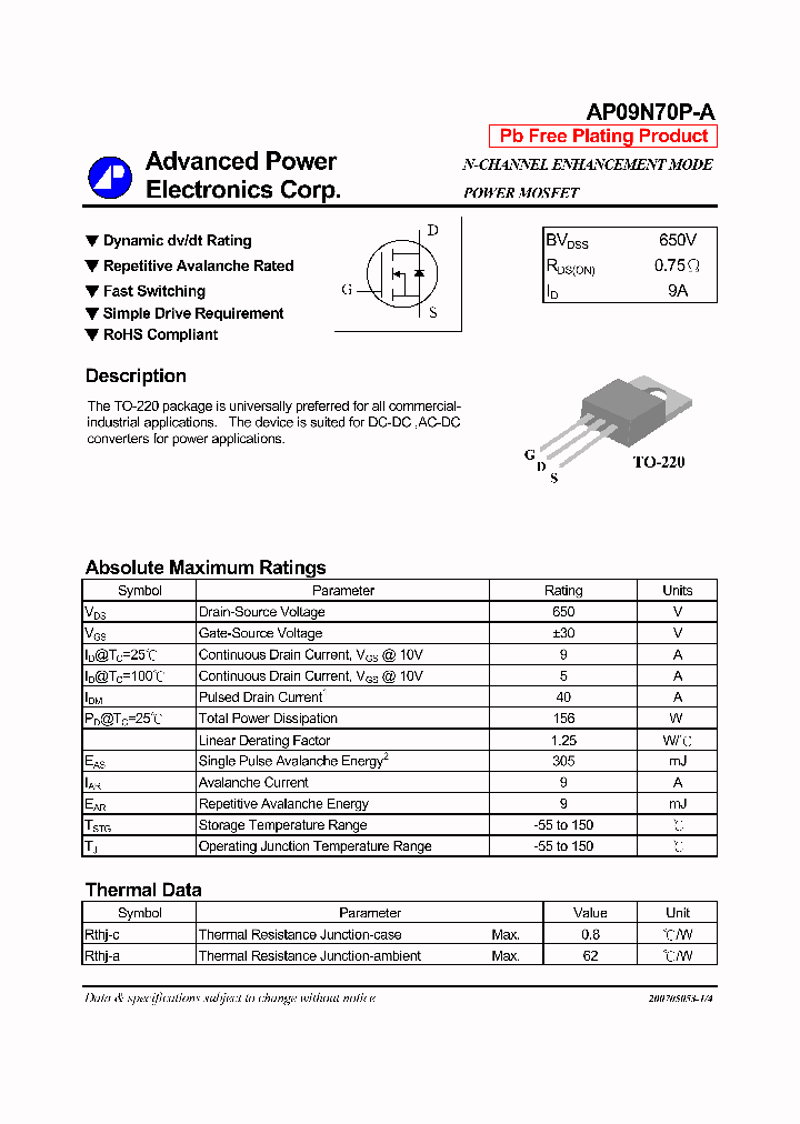 AP09N70P-A_1058286.PDF Datasheet
