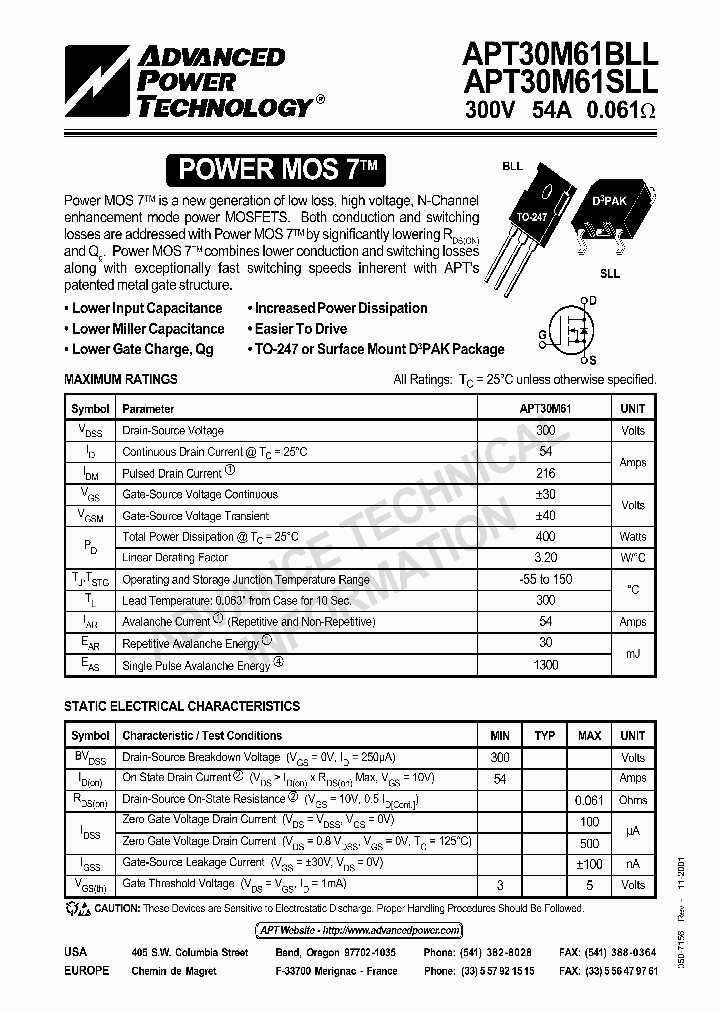 APT30M61SLL_1211597.PDF Datasheet