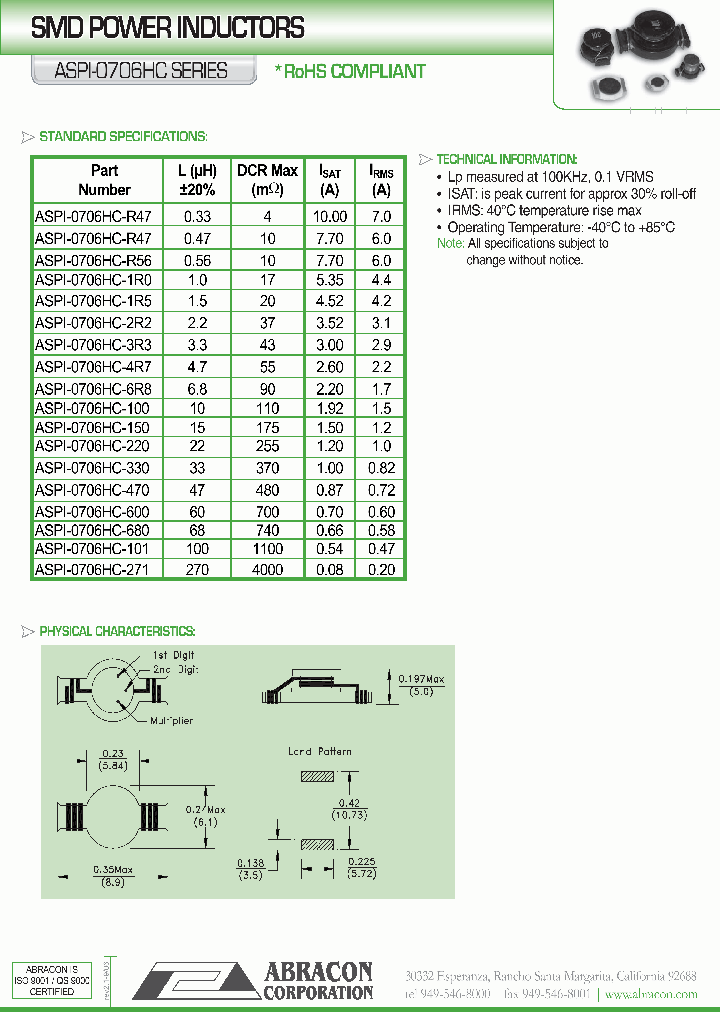 ASPI-0706HC-1R0_1056988.PDF Datasheet