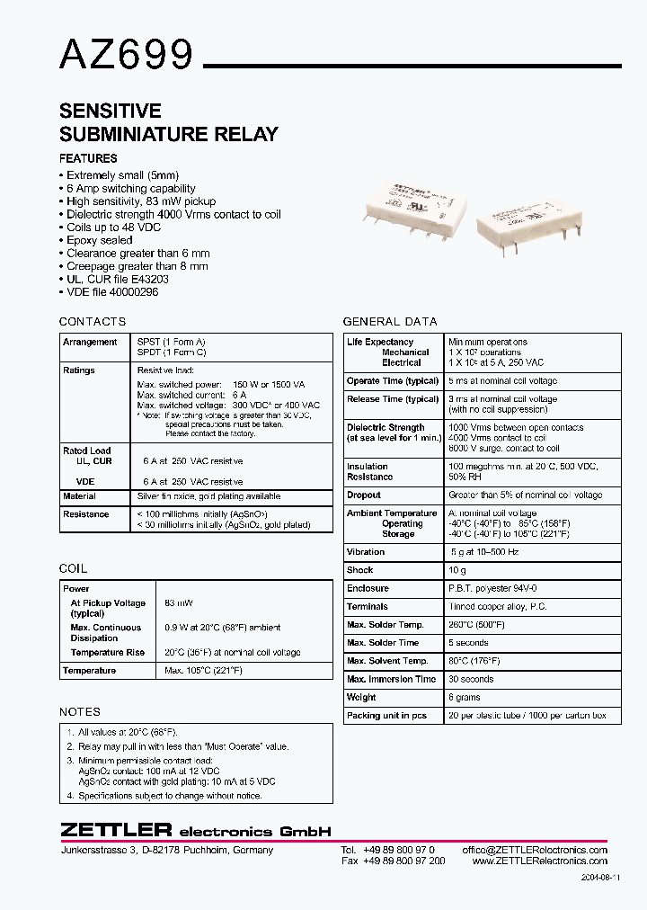 AZ699-1C-5DEA_1215120.PDF Datasheet