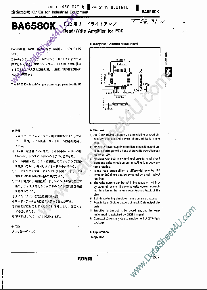 BA6580K_1111596.PDF Datasheet Download --- IC-ON-LINE