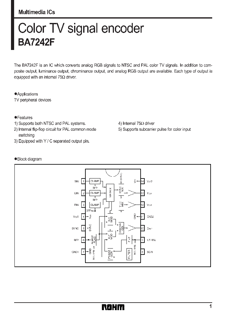 BA7242_844591.PDF Datasheet Download --- IC-ON-LINE