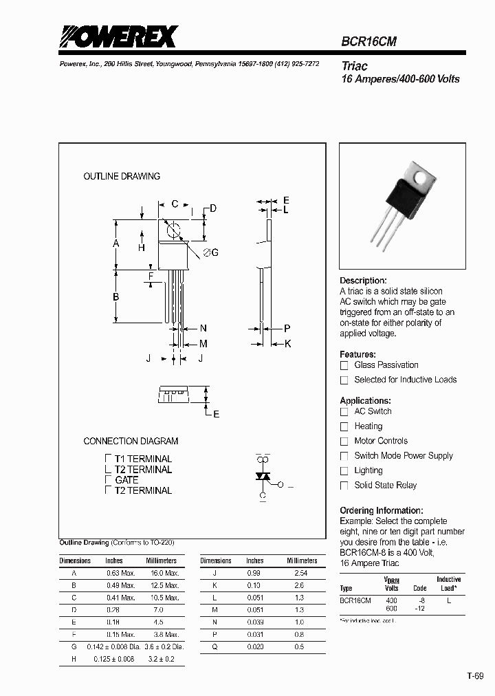 BCR16CM-8L_1218336.PDF Datasheet Download --- IC-ON-LINE