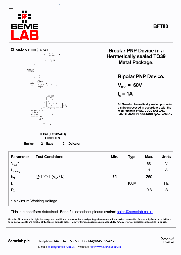 BFT80_1036001.PDF Datasheet