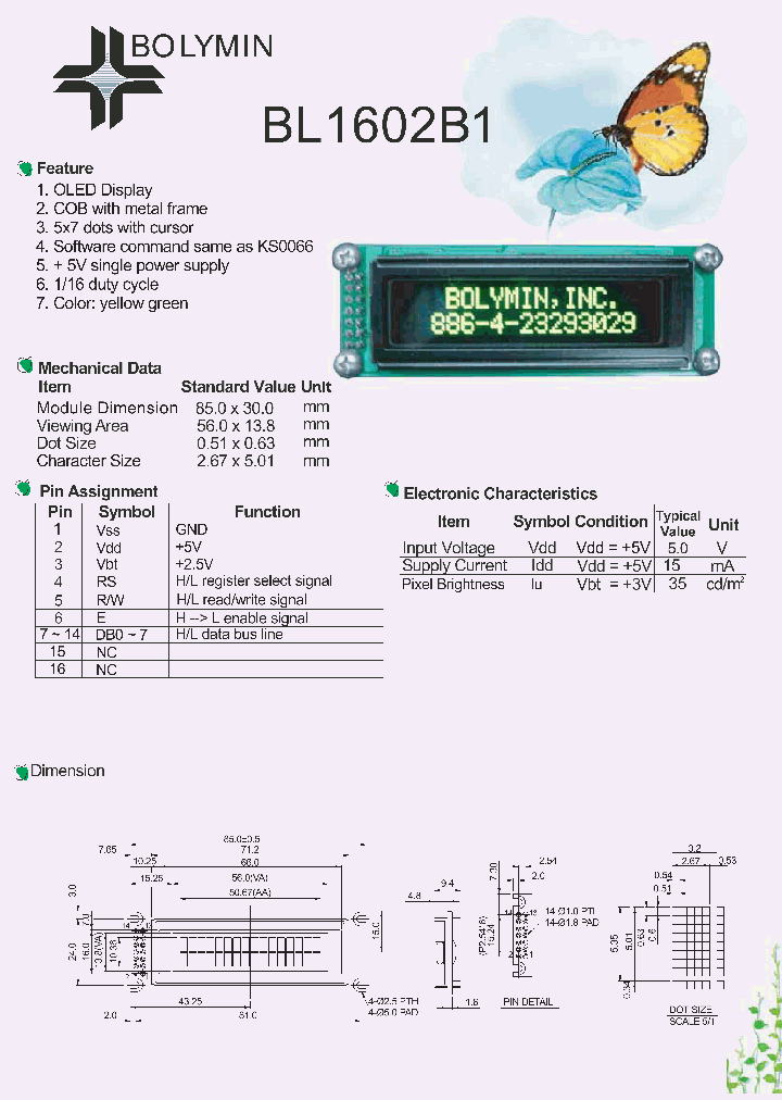 BL1602B1_1219594.PDF Datasheet Download --- IC-ON-LINE