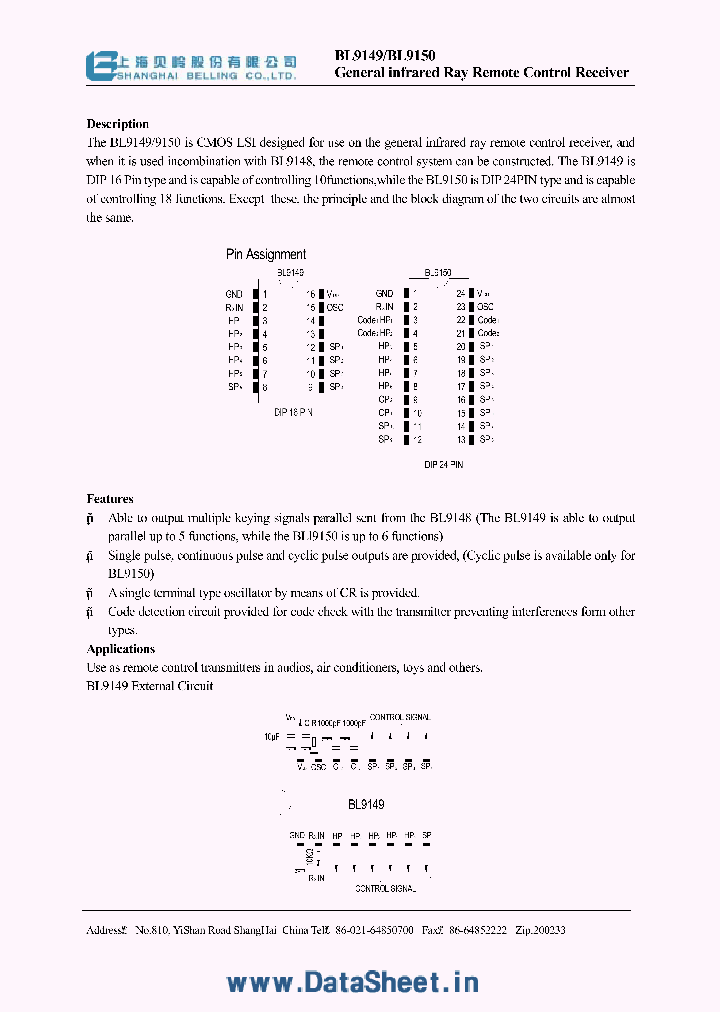 BL9149_1058058.PDF Datasheet Download --- IC-ON-LINE