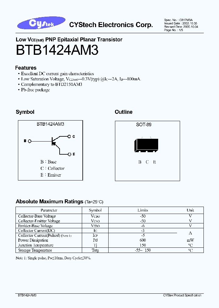 BTB1424AM3_1221167.PDF Datasheet