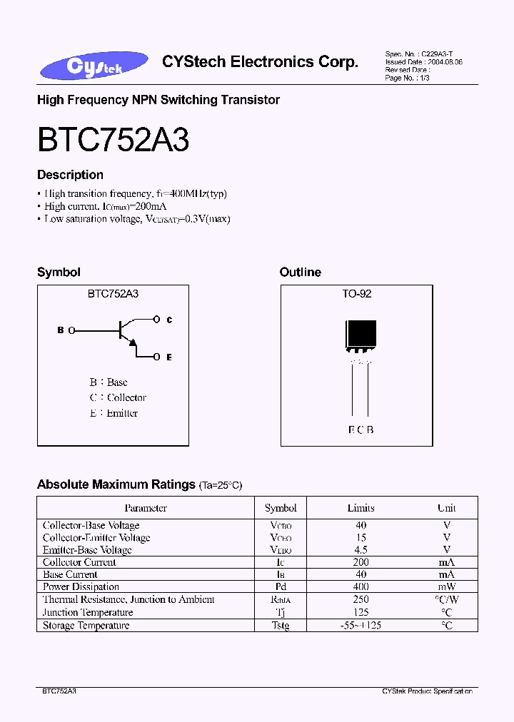 BTC752A3_1221210.PDF Datasheet