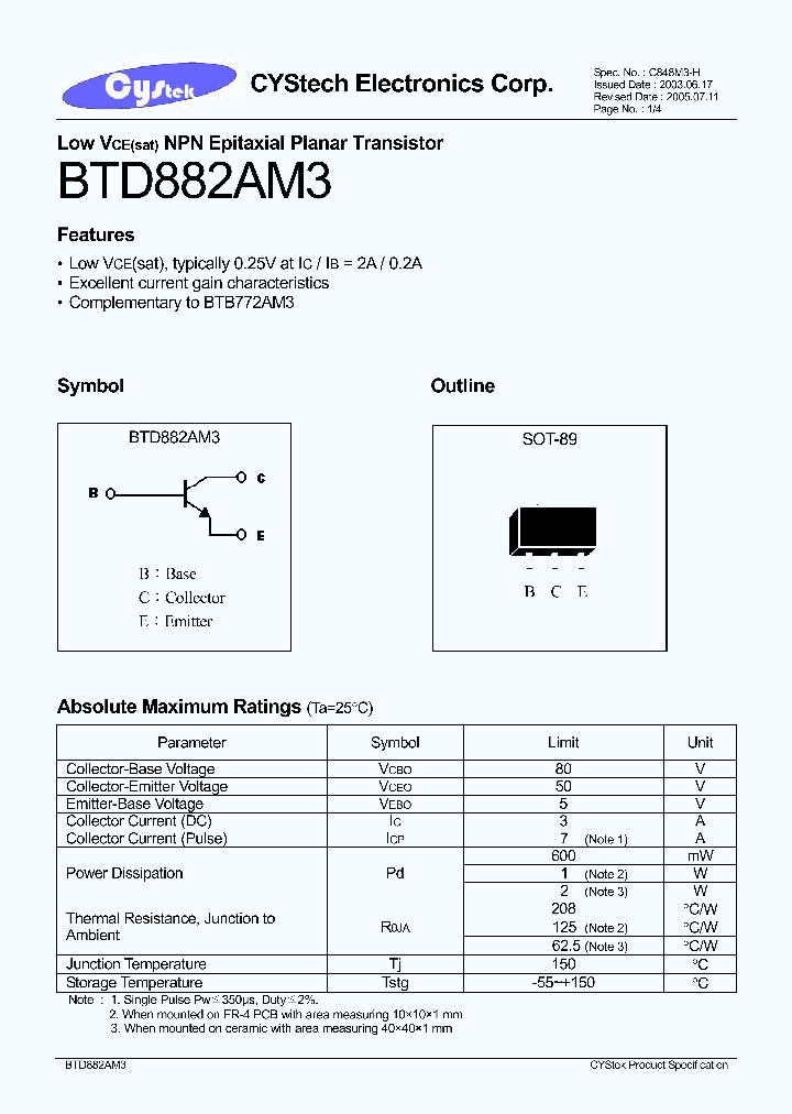 BTD882AM3_1221262.PDF Datasheet