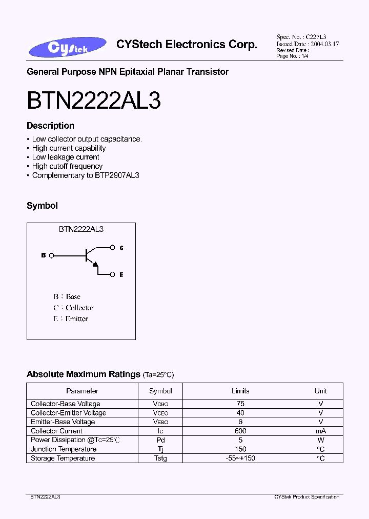 BTN2222AL3_1221316.PDF Datasheet