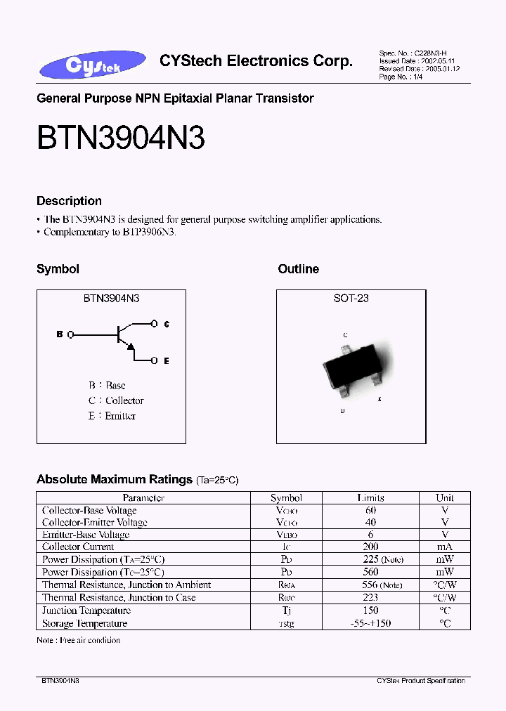 BTN3904N3_1221325.PDF Datasheet