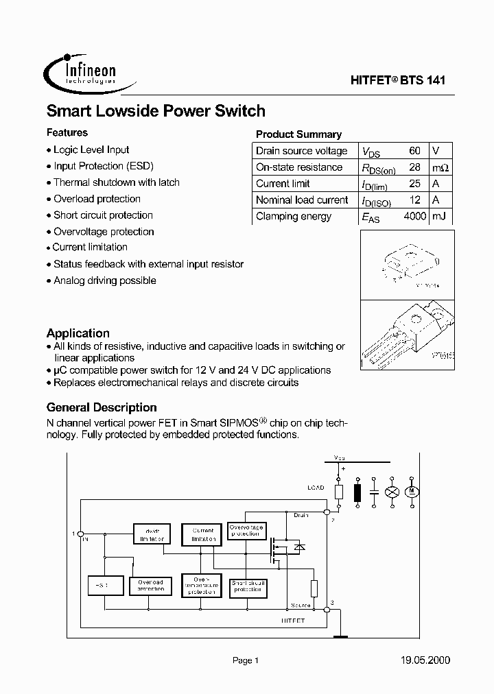 BTS141_1221399.PDF Datasheet Download --- IC-ON-LINE