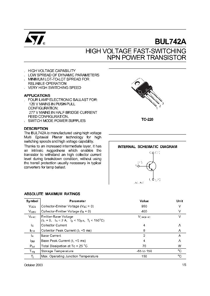 BUL742A_1107776.PDF Datasheet