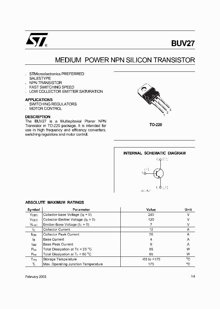 BUV2703_1222287.PDF Datasheet