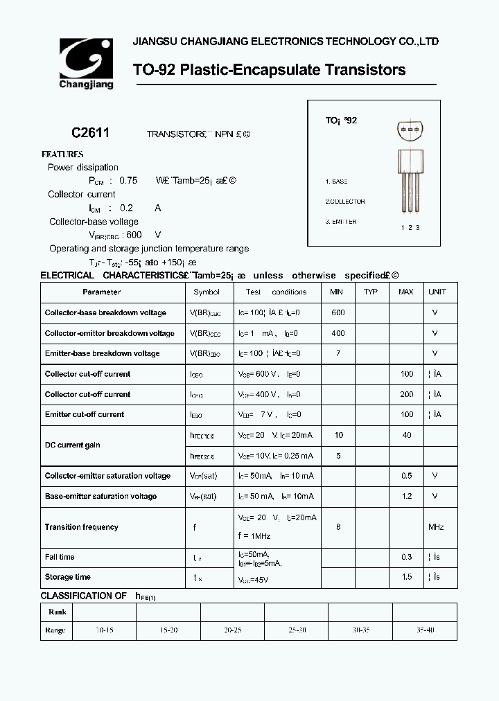 C2611-T0-92_1223224.PDF Datasheet Download --- IC-ON-LINE