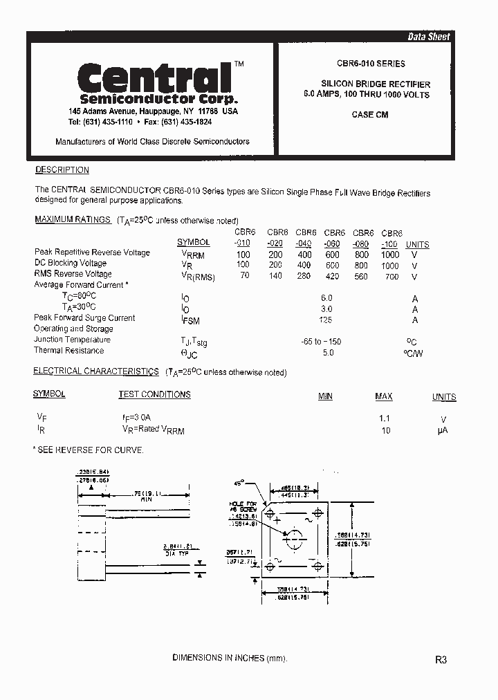 CBR6-100_1224237.PDF Datasheet Download --- IC-ON-LINE