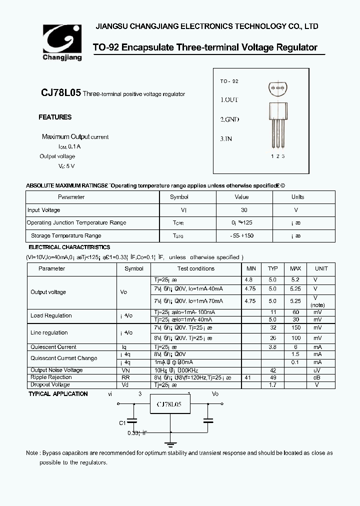 CJ78L05-TO-92_1226263.PDF Datasheet Download --- IC-ON-LINE