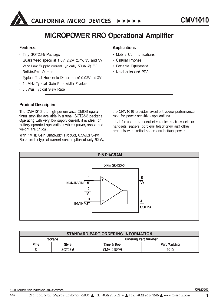 CMV1010YR_1227573.PDF Datasheet