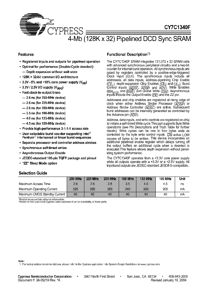 CY7C1340F-250AI_1230570.PDF Datasheet