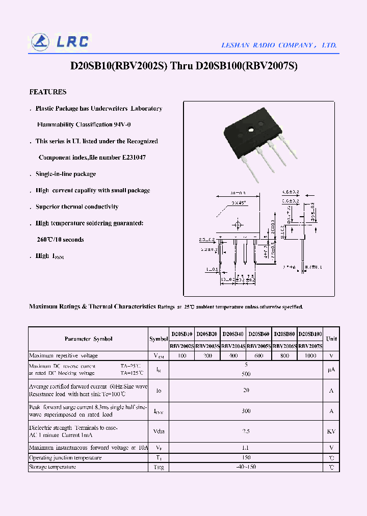 D20SB80_1187714.PDF Datasheet Download --- IC-ON-LINE