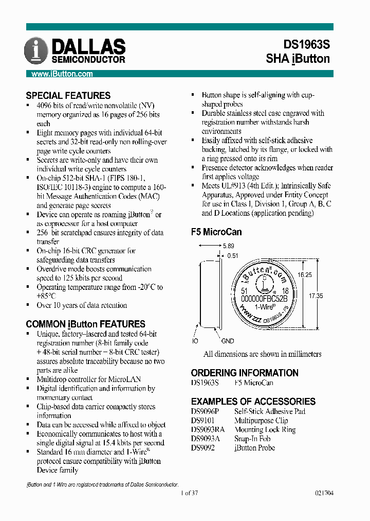 DS1963S_1234094.PDF Datasheet