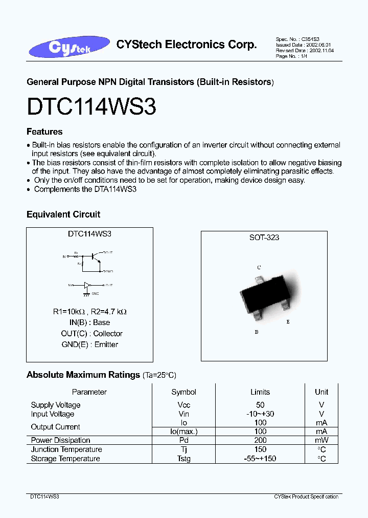 DTC114WS3_1235101.PDF Datasheet