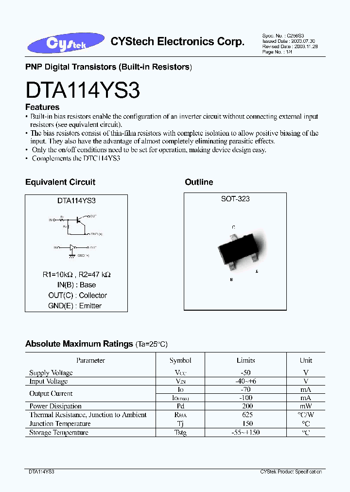 DTC114YS3_1235108.PDF Datasheet