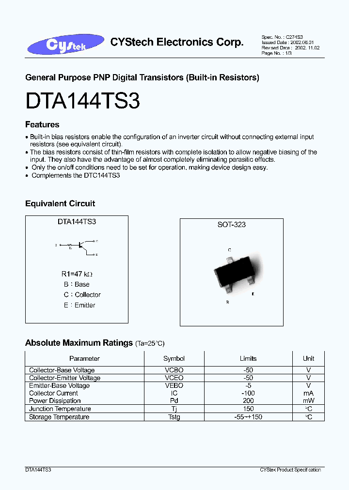 DTC144TS3_1235182.PDF Datasheet
