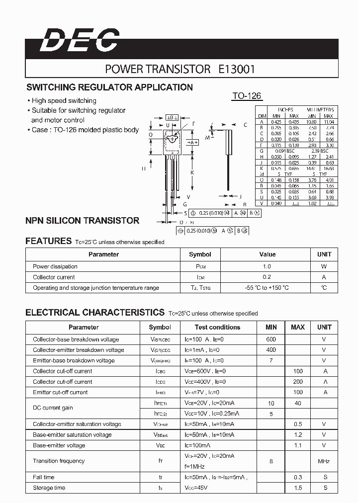 E13001TO-126_1235407.PDF Datasheet