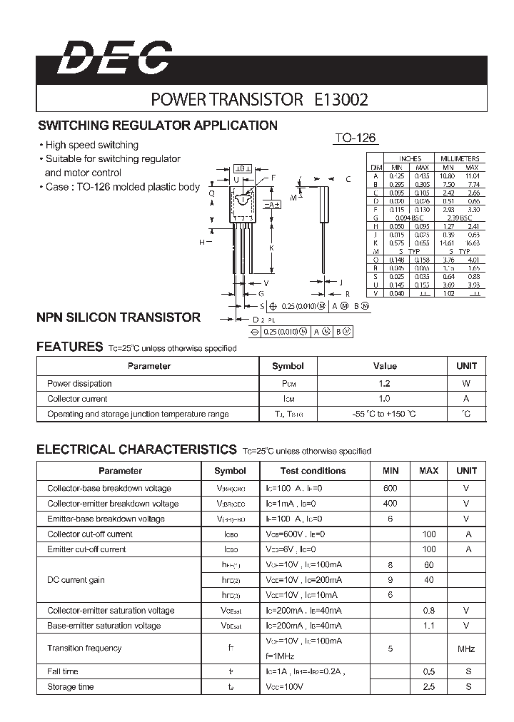 E13002TO-126_1235409.PDF Datasheet