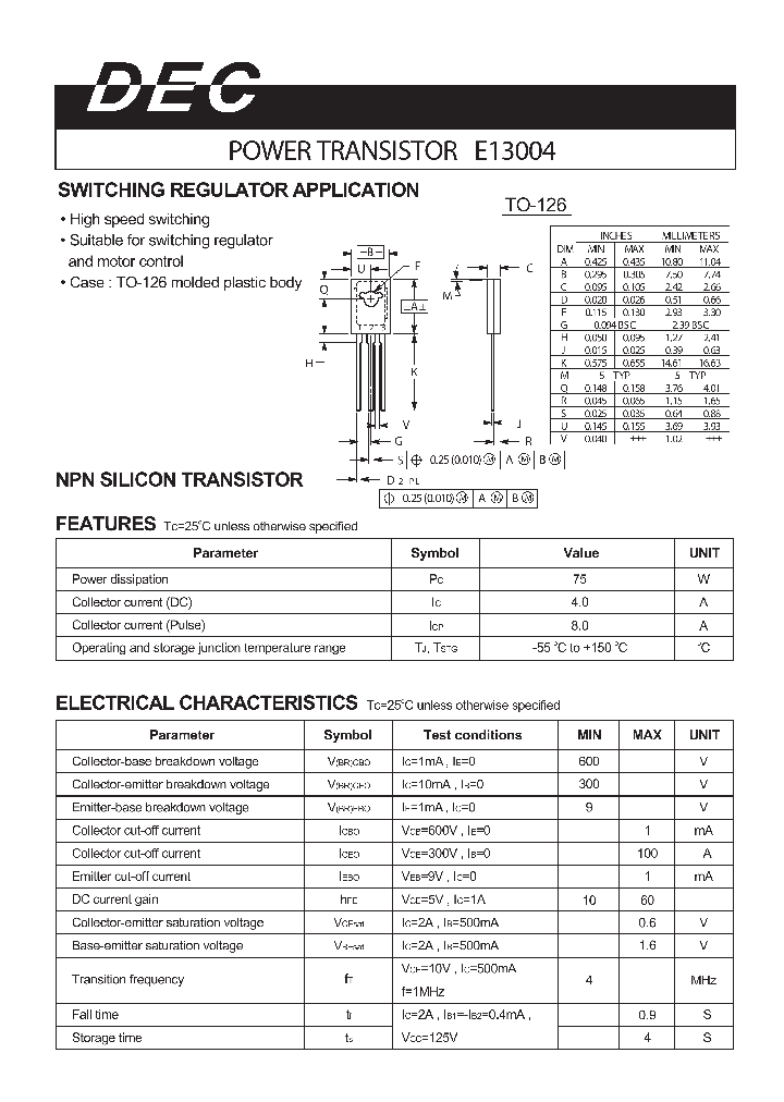 E13004TO-126_1235415.PDF Datasheet