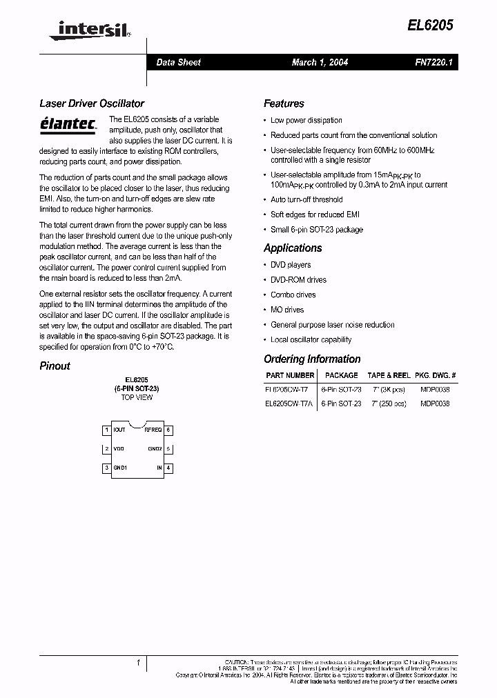 EL6205CW-T7A_1236641.PDF Datasheet