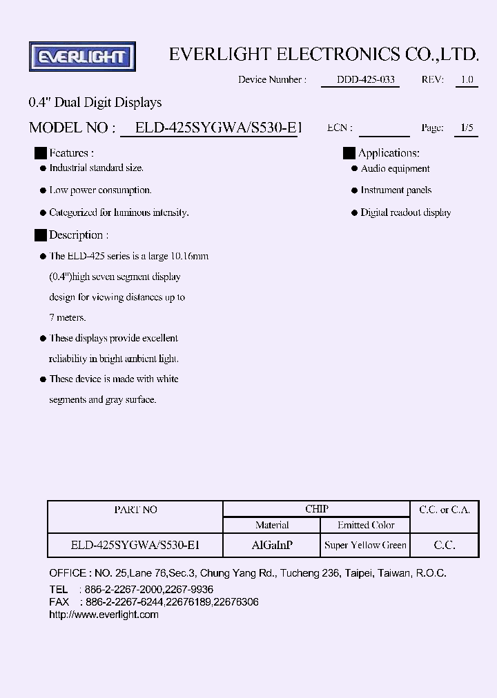 ELD425SYGWAS530-E1_1236811.PDF Datasheet