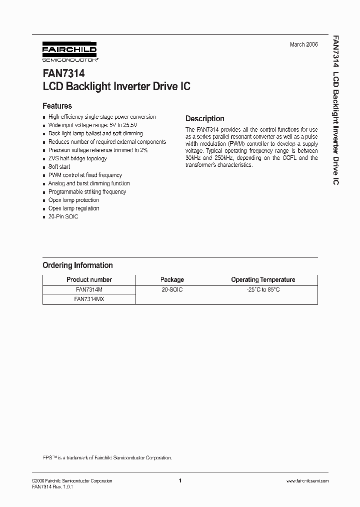 FAN7314_1057702.PDF Datasheet Download --- IC-ON-LINE
