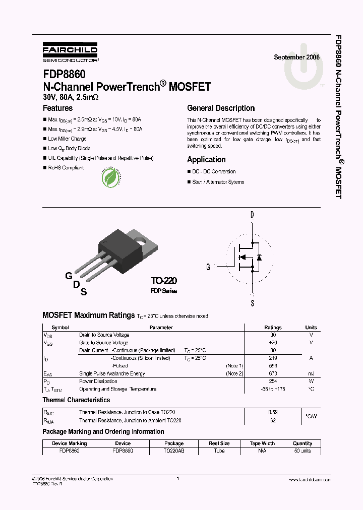 FDP8860_1239579.PDF Datasheet