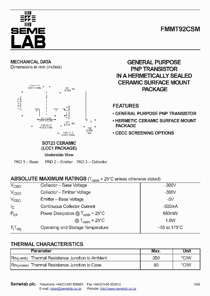 FMMT92CSM_1188465.PDF Datasheet