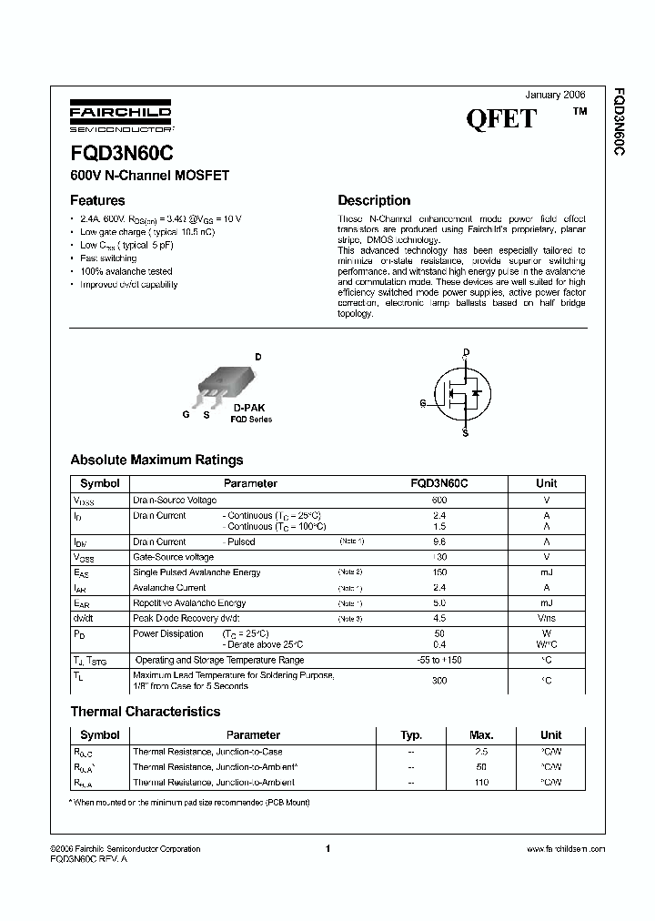 FQD3N60CTM_1241530.PDF Datasheet