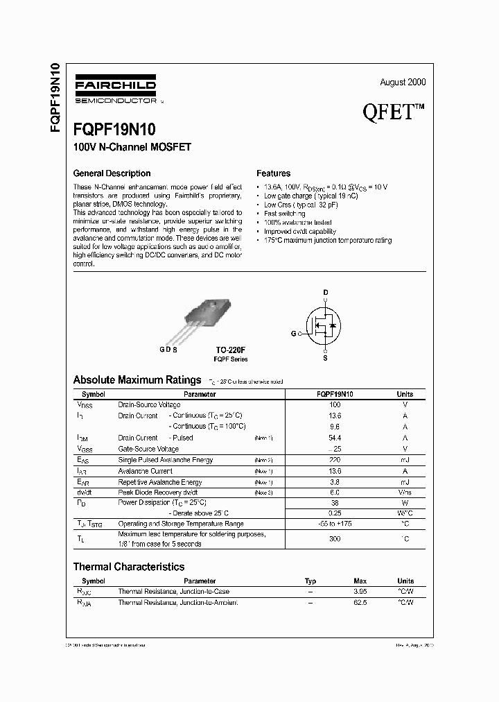 FQPF19N10_1241823.PDF Datasheet