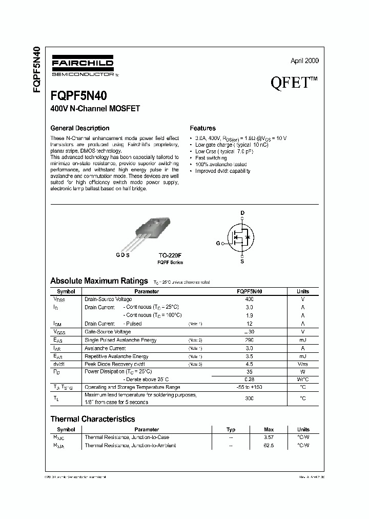 FQPF5N40_1241881.PDF Datasheet