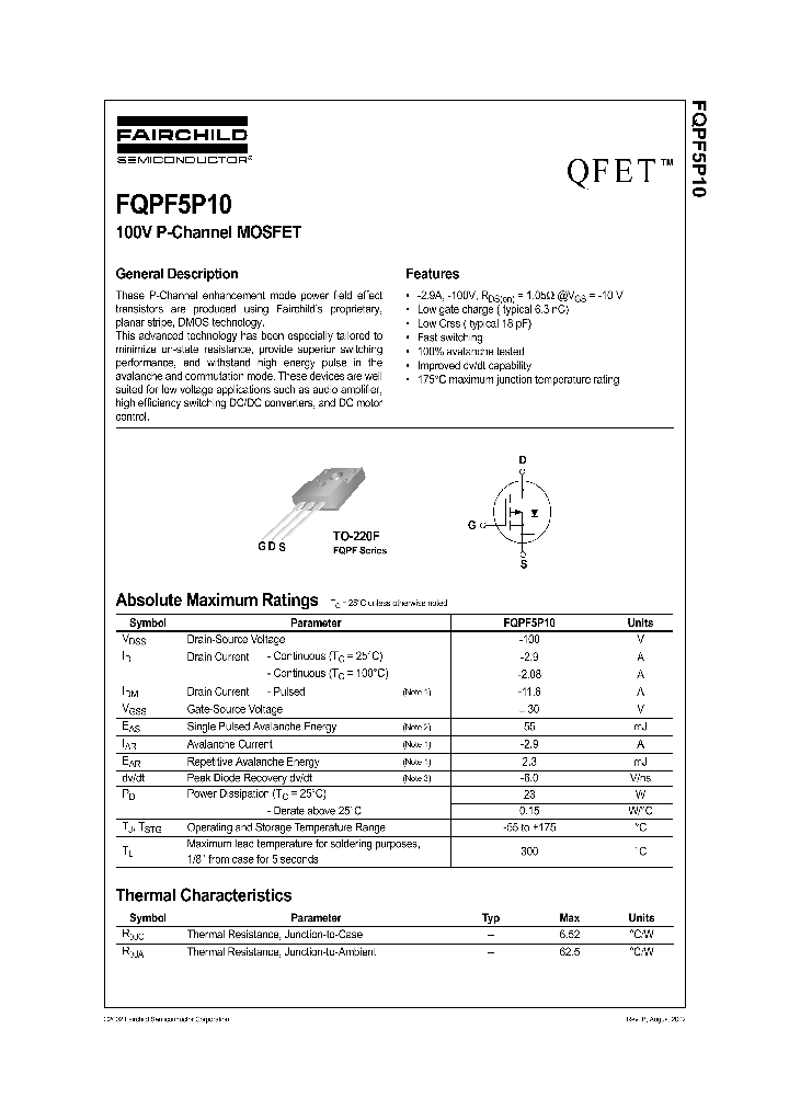 FQPF5P10_1241889.PDF Datasheet