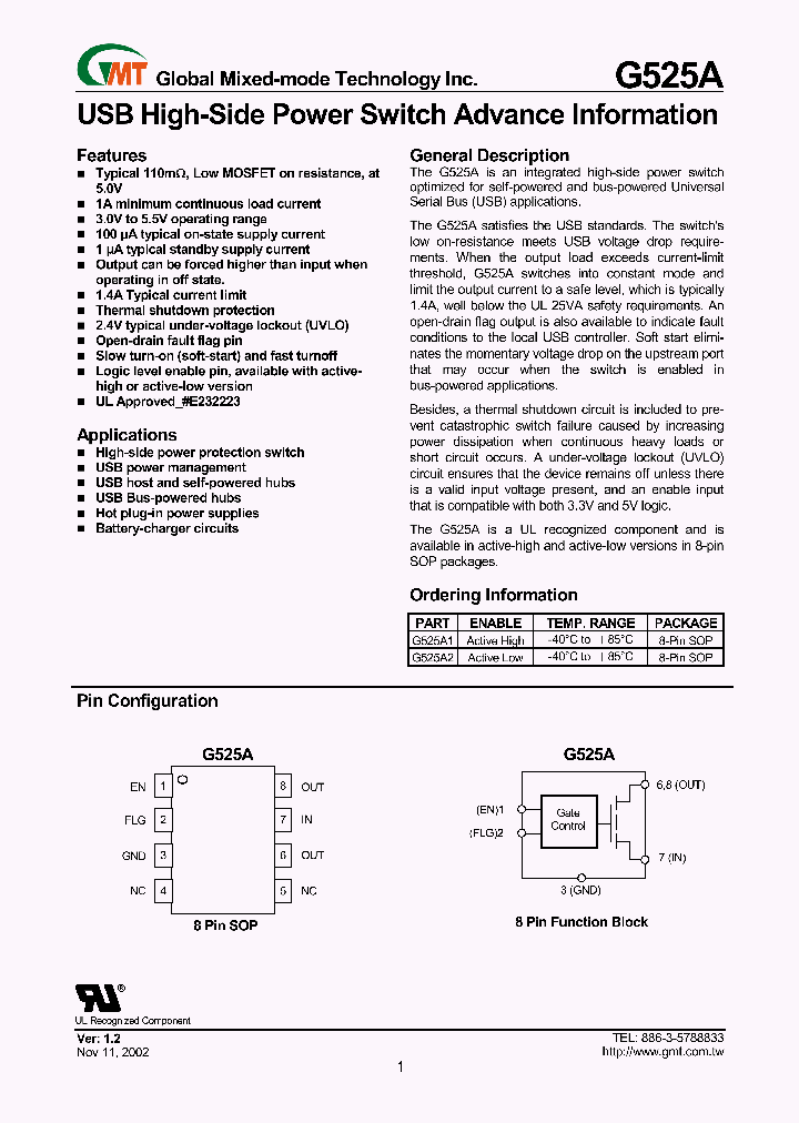 G525A_1170306.PDF Datasheet Download