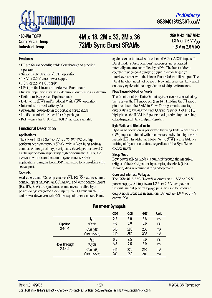 GS864018T-167IV_1176964.PDF Datasheet