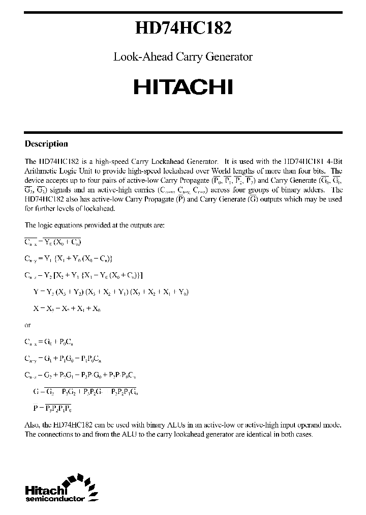 HD74HC182_1248312.PDF Datasheet