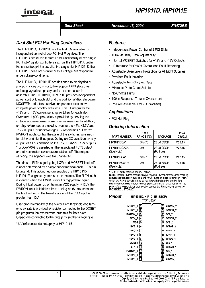 HIP1011E_1176293.PDF Datasheet