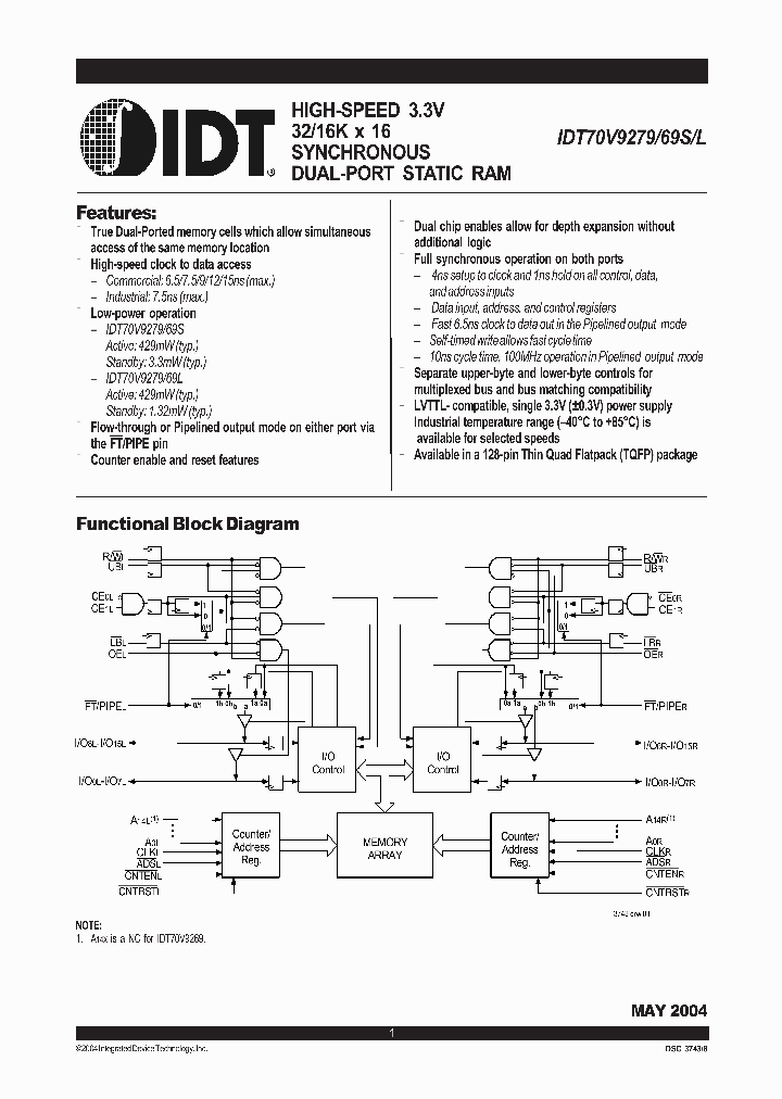 IDT70V9269L12PRF_898925.PDF Datasheet